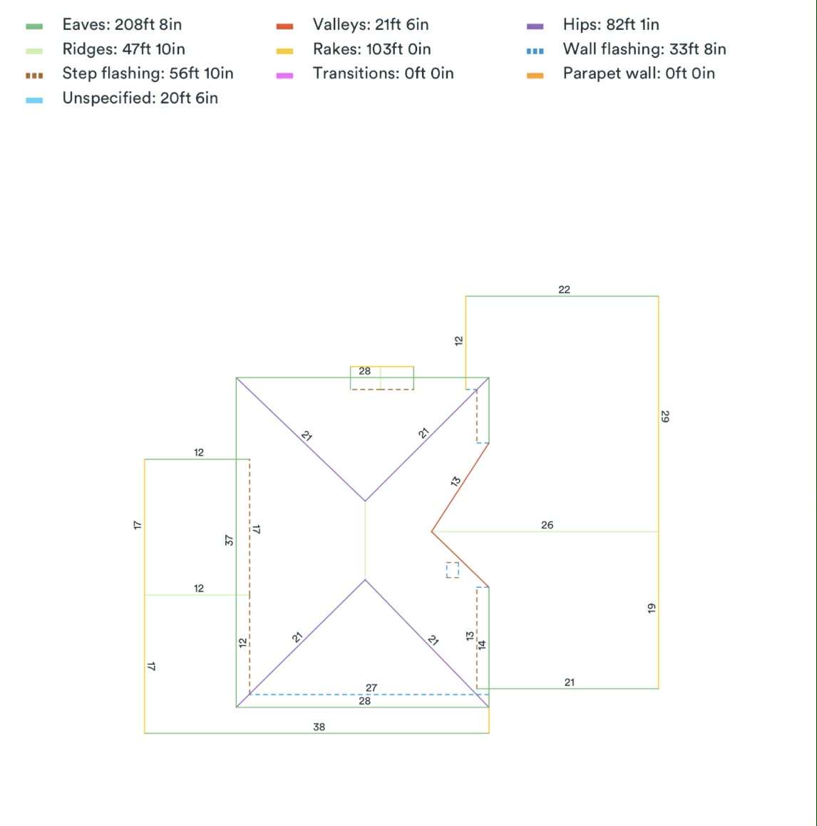 Roof outline with dimensions